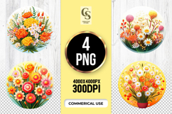 Colorful Floral Bouquet Clipart Sublimation PNG Product Image 1