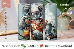 Funny Koala Tumbler Wrap, Tropical Tumbler Sublimation Product Image 1