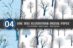 Line Tree Illustration Digital Paper Product Image 1