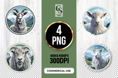 Mountain Goat Clipart Sublimation PNG Product Image 1