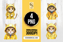 Watercolor Raincoat Cat Clipart Sublimation PNG Product Image 1