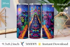 Mexican Tumbler Wrap Design, Sugar Skulls Tumbler Design Product Image 1
