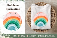 Watercolor Rainbow Illustration, Cartoon Rainbow Sublimation Product Image 1