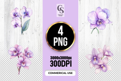 Watercolor Orchid Flower Clipart Sublimation PNG Product Image 1