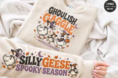 Ghoulish Gaggle Front Sleeve PNG, Halloween Goose Sleeve Shi Product Image 1