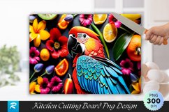 Parrots With Flowers Cutting Board sublimation Design Product Image 1
