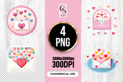 Cute Love Letter Envelope Clipart PNG Product Image 1