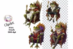 Frogs, King, Junk Journal, PNG, Clipart, Ephemera Product Image 1