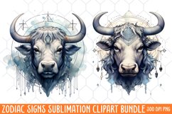 Zodiac Signs Sublimation Clipart PNG, Watercolor Clipart Product Image 1