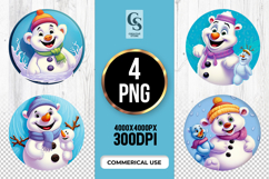 Cute Snow Bear Winter Clipart Sublimation PNG Product Image 1
