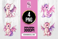 Galaxy Baby Dragon Watercolor Clipart Sublimation PNG Product Image 1