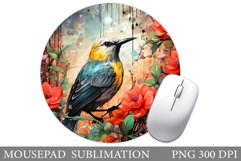 Bird Mouse Pad Design. Bird Flowers Mouse Pad Sublimation Product Image 1