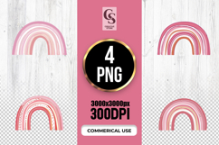 Cute Pink Boho Rainbow Clipart Sublimation PNG Product Image 1