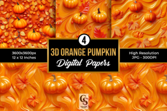 3D Orange Pumpkin Digital Paper Product Image 1