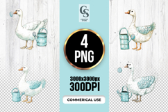 Watercolor Goose with Watering Can Clipart Sublimation PNG Product Image 1