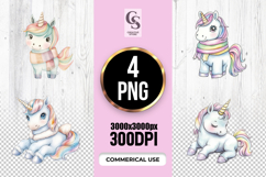 Cute Rainbow Unicorn Clipart Sublimation PNG Product Image 1