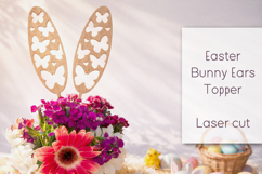 Easter bunny ears with butterfly svg, Decoration laser cut Product Image 1