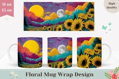 Sunflowers Mug Wrap, Celestial Mug Design, Moon Mug Product Image 1