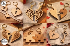 Puzzle Pieces Couple Keychains SVG Bundle | Laser Cut Product Image 1