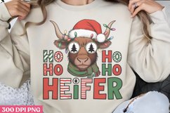 Ho Ho Ho Heifer PNG, Highland Cow Sublimation PNG Product Image 1