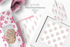 Cute watercolor papers with pink flowers Product Image 1