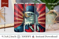 Pop Art Eagle Tumbler Design, American Flag Tumbler Wrap Product Image 1