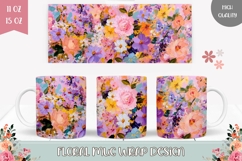 Pink Flowers Mug Template, Colorful Flowers Mug Print Product Image 1