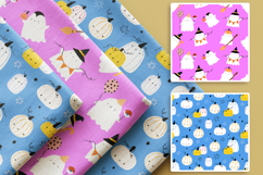 Cute Halloween Seamless Patterns Hand Drawn Ghosts Product Image 4
