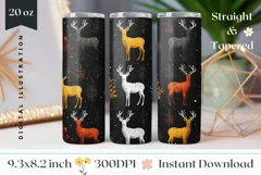 Deer Tumbler Wrap Design, Deer Sublimation Tumbler PNG Product Image 1