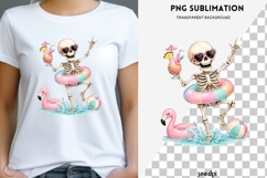 Summerween Skeleton Pool Party Clipart PNG, Tropical Goth Product Image 2