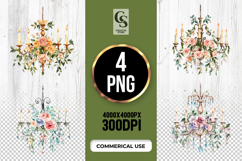 Floral Chandelier Clipart Sublimation PNG Product Image 1