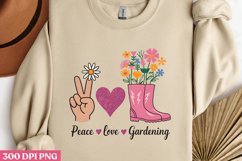 Peace, love &amp; gardening PNG, Gardening Sublimation PNG Product Image 2