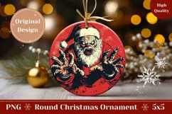 Creepy Santa Ornament, Santa Claus Round Ornament Design Product Image 1