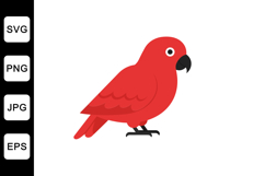 Red parrot standing in a flat minimal style vector art Product Image 1