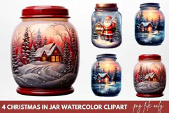 Christmas in Jar Watercolor Clipart PNG Product Image 1