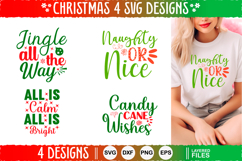 4 Christmas SVG Designs, Christmas SVG Cut file design Product Image 1