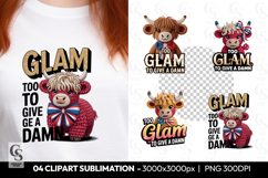 Too Glam To Give A Damn Cow Clipart Sublimation PNG Product Image 1