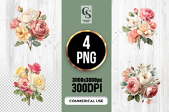 Watercolor Pastel Rose Bouquet Clipart Sublimation PNG Product Image 1