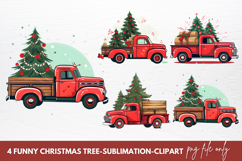 Red Christmas Truck Sublimation Clipart Product Image 1
