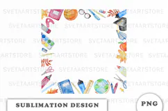 Watercolor School Supplies Frame png Product Image 1