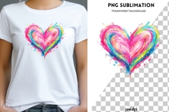 Colorful Heart PNG | Rainbow Watercolor Heart Clipart Product Image 2