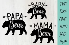 Bear family SVG, Mama bear SVG, Papa bear SVG, Baby bear Product Image 1