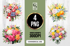 Colorful Floral Bouquet clipart sublimation png Product Image 1