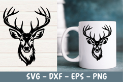 Deer Head SVG PNG, Deer antlers, Cricut, Silhouette cut file Product Image 1