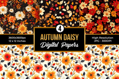 Autumn Daisy Digital Paper Product Image 1