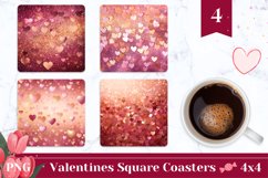Valentine Square Coasters, Heart Confetti Square Coasters Product Image 1