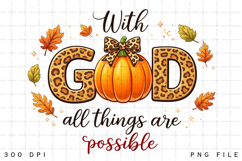 Christian Fall PNG: Leopard Pumpkin Coquette Design Product Image 1