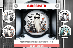 Fashionable Ghosts Car Coaster Product Image 1