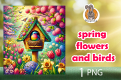 spring flowers, bird, birdhouse Product Image 1