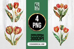 Boho Tulip Floral Watercolor Clipart Sublimation PNG Product Image 1